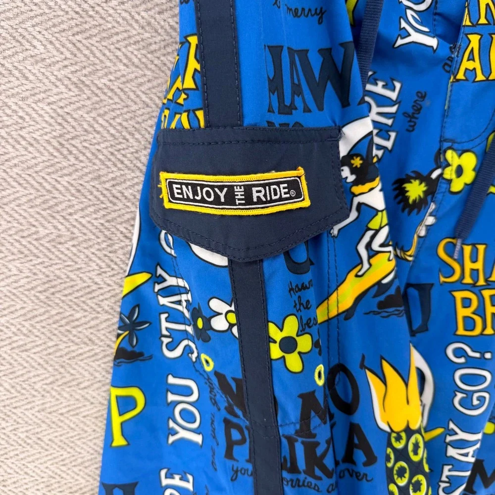 HIC Hawaiian Island Creations Board Shorts 31 Blue Polyester Spandex Surf Swim